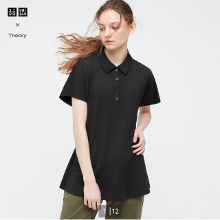 ユニクロ(UNIQLO)のUNIQLO×theory エアリズム　Aラインポロシャツ(半袖) ホワイト　M(ポロシャツ)