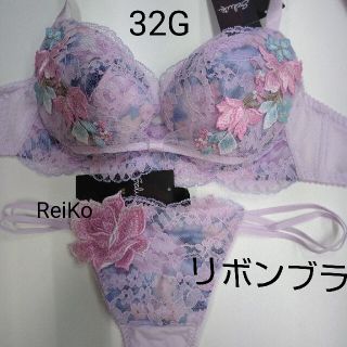 ワコール(Wacoal)のサルート◆32G◆リボンブラ&ソングMサイズ♥(ブラ&ショーツセット)