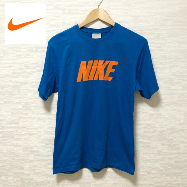 NIKE(ナイキ)の出品今週末まで❣️NIKE ナイキ Tシャツ 青 オレンジ 半袖 L ロゴ メンズのトップス(Tシャツ/カットソー(半袖/袖なし))の商品写真