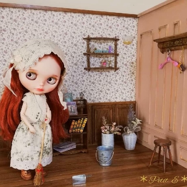 ドールハウス~赤い薔薇の壁紙~ ブライス リカちゃん ドール ミニチュア
