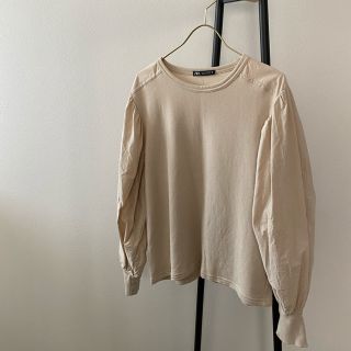 ザラ(ZARA)のZARA ザラ　コットン　カットソー　S ピンクベージュ(カットソー(長袖/七分))