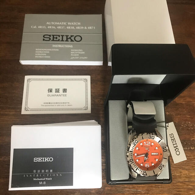 腕時計(アナログ)【新品未使用】【即納】SEIKO5 自動巻 オレンジモンスター SRPB39J1