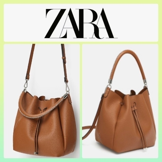 ZARA - トップステッチハンドル付き バケットバッグ ZARAの通販 ZARA - トップステッチハンドル付き バケットバッグ ZARAの通販