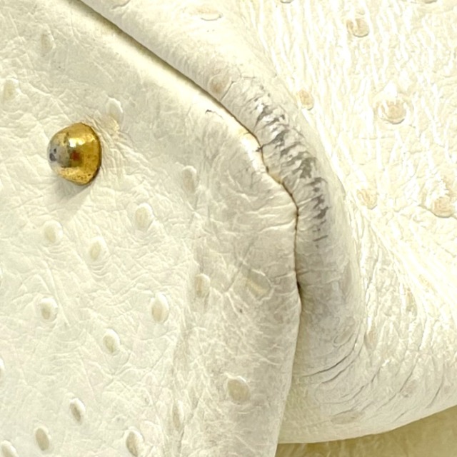 Gianni Versace(ジャンニヴェルサーチ)のジャンニ・ヴェルサーチ Gianni Versace クイルマーク サンバースト 肩掛け ショルダーバッグ ショルダーバッグ オーストリッチ ホワイト系×ゴールド金具 レディースのバッグ(ショルダーバッグ)の商品写真