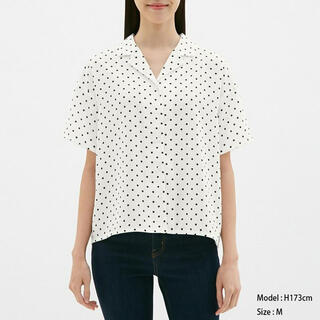 ジーユー(GU)のGU ドットオープンカラーシャツ(シャツ/ブラウス(半袖/袖なし))
