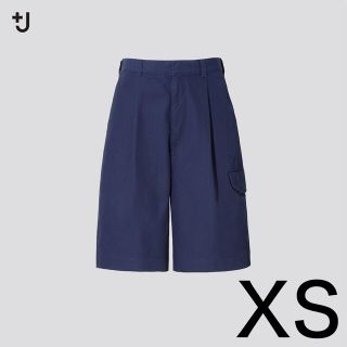 ユニクロ(UNIQLO)のUNIQLO+J ワイドフィットカーゴハーフパンツ ブルー XS 新品試着のみ(ショートパンツ)