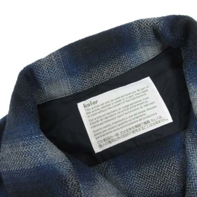 kolor(カラー)のカラー 15AW シャツ オンブレチェック オープンカラー 長袖 2 M 紺 メンズのトップス(シャツ)の商品写真