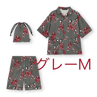 ジーユー(GU)のGU×UNDERCOVER ミッキーアロハ柄パジャマ　グレーM(シャツ)