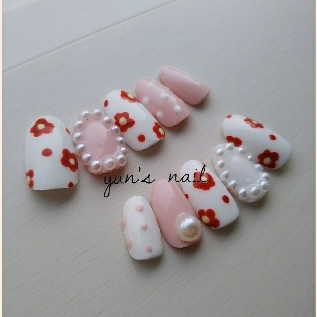 No 12 フラワーネイル ピンクドット パール囲みネイルの通販 By Yun S Nail ラクマ No 12 フラワーネイル ピンクドット パール囲みネイルの通販 By Yun S Nail ラクマ