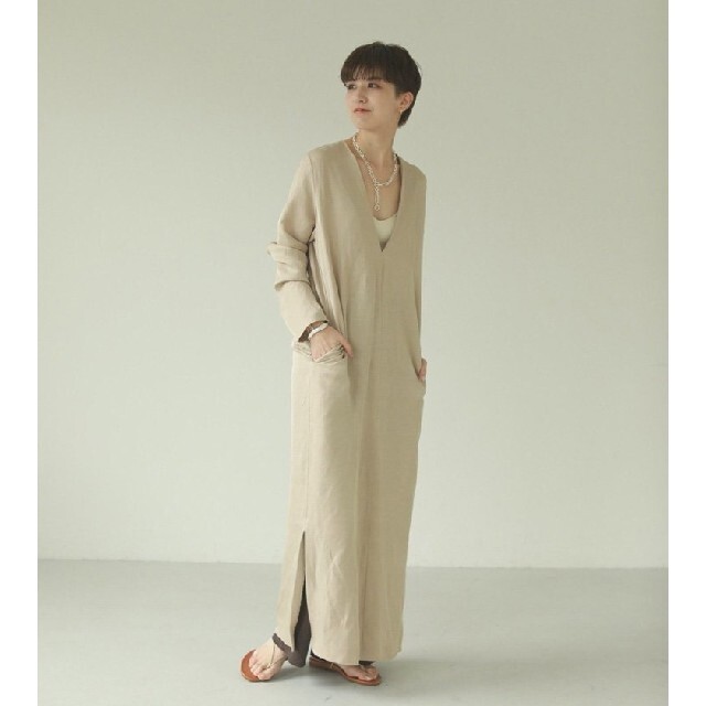 TODAYFUL(トゥデイフル)の【美品】‘21新作TODAYFUL Vネックリネンニットドレス秋ロングワンピース レディースのワンピース(ロングワンピース/マキシワンピース)の商品写真