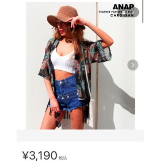 アナップ(ANAP)のANAP フェザー柄シフォンフリンジカーディガン(カーディガン)