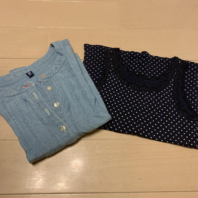 GAP(ギャップ)の長袖ブラウス＊タンクトップセット キッズ/ベビー/マタニティのキッズ服女の子用(90cm~)(Tシャツ/カットソー)の商品写真