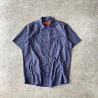 ディッキーズ(Dickies)のRED KAP ストライプ 半袖ワークシャツ 古着(シャツ)