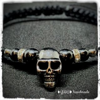 アンクレット orブレスレット 天然石 ハンドメイド【SKULL.DX.】限定品(アンクレット)