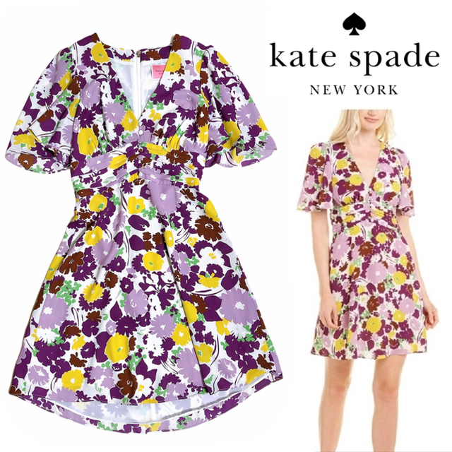 kate spade new york(ケイトスペードニューヨーク)の美品♡ ケイトスペード 総柄 花柄 swing flora dress レディースのワンピース(ひざ丈ワンピース)の商品写真