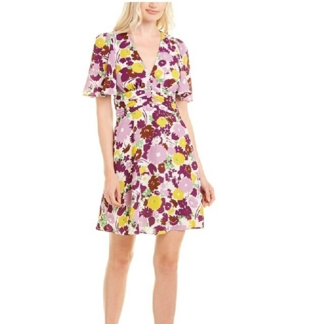 kate spade new york(ケイトスペードニューヨーク)の美品♡ ケイトスペード 総柄 花柄 swing flora dress レディースのワンピース(ひざ丈ワンピース)の商品写真