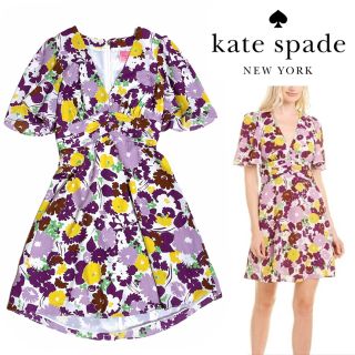 ケイトスペードニューヨーク(kate spade new york)の美品♡ ケイトスペード 総柄 花柄 swing flora dress(ひざ丈ワンピース)