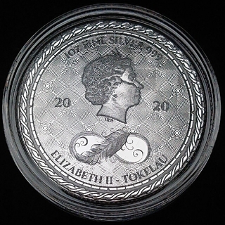 純銀 トケラウ 1オンス 銀貨 クロノス 銀貨 2020年 コインカプセル入り