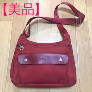 ロンシャン(LONGCHAMP)のロンシャン　Longchamp ショルダー　バッグ　レッド　レザー　ナイロン(ショルダーバッグ)