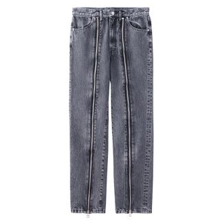 ジョンローレンスサリバン(JOHN LAWRENCE SULLIVAN)の限定発売【即完売】サリバン　ZIPPED DENIM PANTS ブラック　46(デニム/ジーンズ)