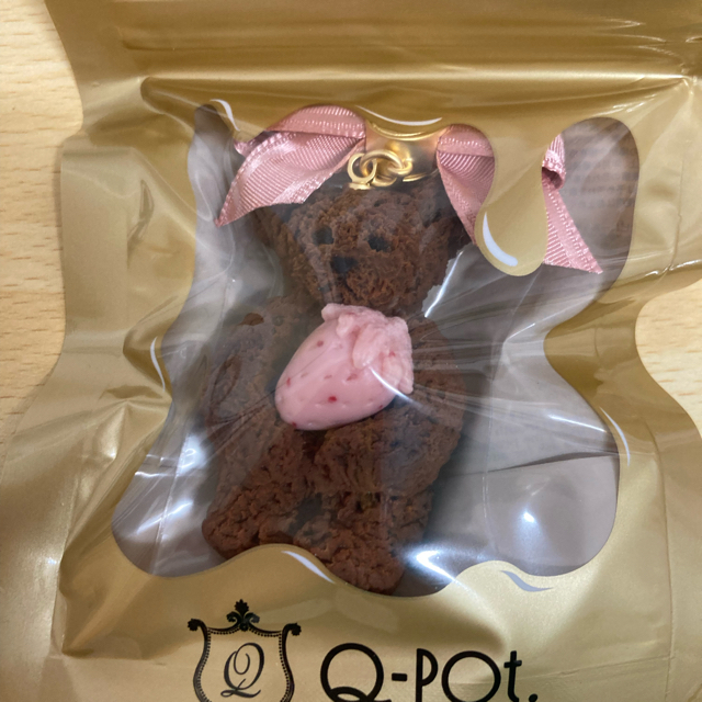 キューポット テディベア クッキー チョコ ピンク苺 バックチャーム Q