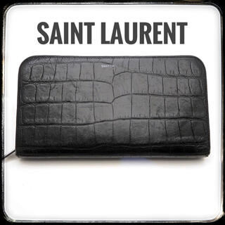 サンローラン(Saint Laurent)の定価8万 美品 SAINT LAURENT サンローラン レザー　長財布 クロコ(長財布)