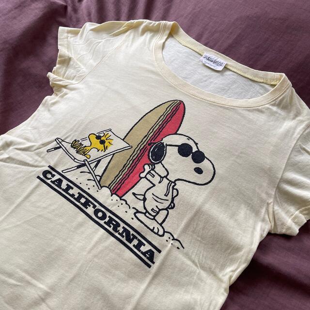 PEANUTS(ピーナッツ)のピーナッツ peanuts スヌーピー SNOOPY プリント Tシャツ 黄色 レディースのトップス(Tシャツ(半袖/袖なし))の商品写真