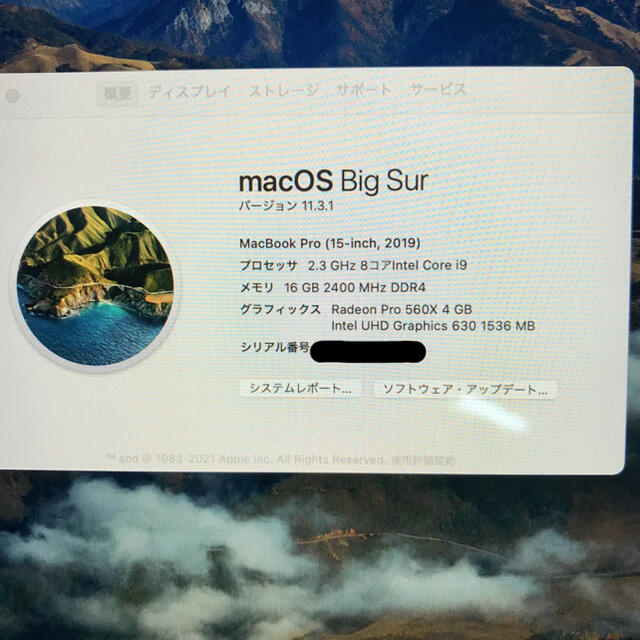 Apple(アップル)のApple MacBook Pro 15.4 512GB 16GB Corei9 スマホ/家電/カメラのPC/タブレット(ノートPC)の商品写真