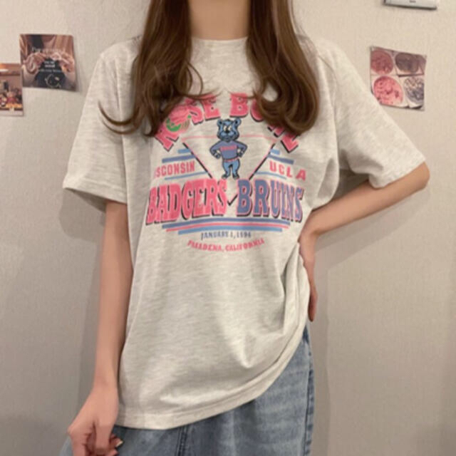 UCLA BEAR TEE ロゴT ROSE BOWL ベア　ナチュラル レディースのトップス(Tシャツ(半袖/袖なし))の商品写真