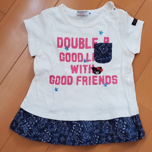 DOUBLE.B(ダブルビー)のDOUBLE.Bダブルビー半袖90 中古 キッズ/ベビー/マタニティのキッズ服女の子用(90cm~)(Tシャツ/カットソー)の商品写真