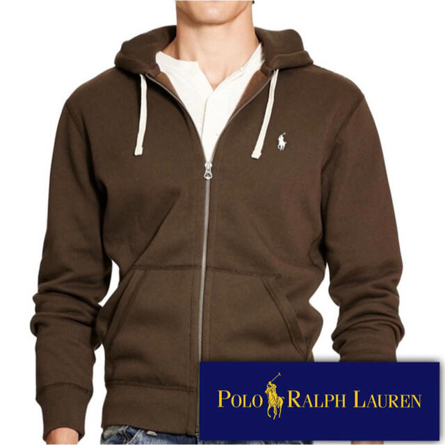 POLO RALPH LAUREN(ポロラルフローレン)の美品未使用 Polo Ralph Lauren Brown Zip Hoodie メンズのトップス(パーカー)の商品写真