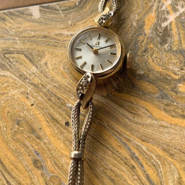 OMEGA★ダイヤ2石に14金無垢ケース オメガのレディース腕時計 アンティーク15cm動作確認