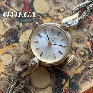 オメガ(OMEGA)のOMEGA★ダイヤ2石に14金無垢ケース オメガのレディース腕時計 アンティーク(腕時計)