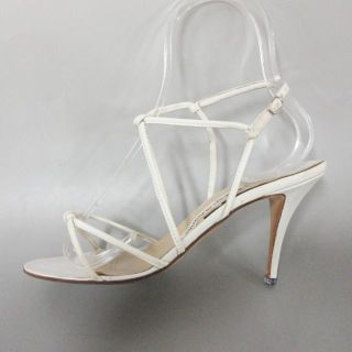 マノロブラニク(MANOLO BLAHNIK)のマノロブラニク 38 レディース 白 レザー(サンダル)