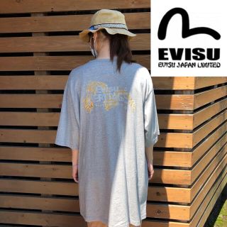 エビス(EVISU)の【バック・ビッグ刺繍】エヴィス　evisu　半袖Tシャツ　グレー　メンズ3XL(Tシャツ/カットソー(半袖/袖なし))