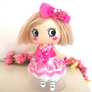 アタオ(ATAO)のイーマリー服　濃ピンクのワンピースセット(ぬいぐるみ)