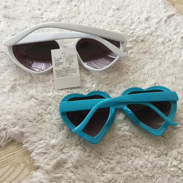 ハートサングラス ホワイト&ブルー レディースのファッション小物(サングラス/メガネ)の商品写真