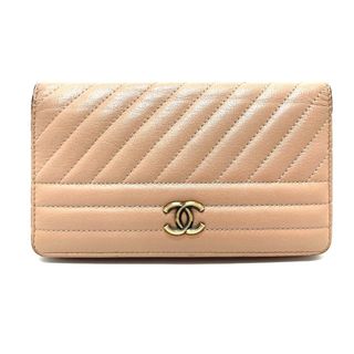 シャネル(CHANEL)のシャネル A82399 ストライプ ボーダー ココマーク 長財布 ベージュ(財布)