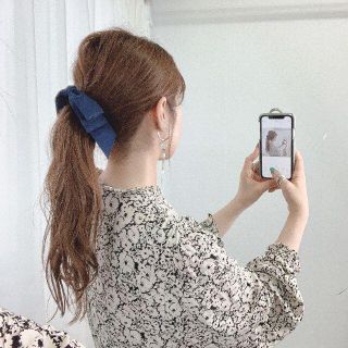【ネイビー】トップリボンバナナクリップ(バレッタ/ヘアクリップ)
