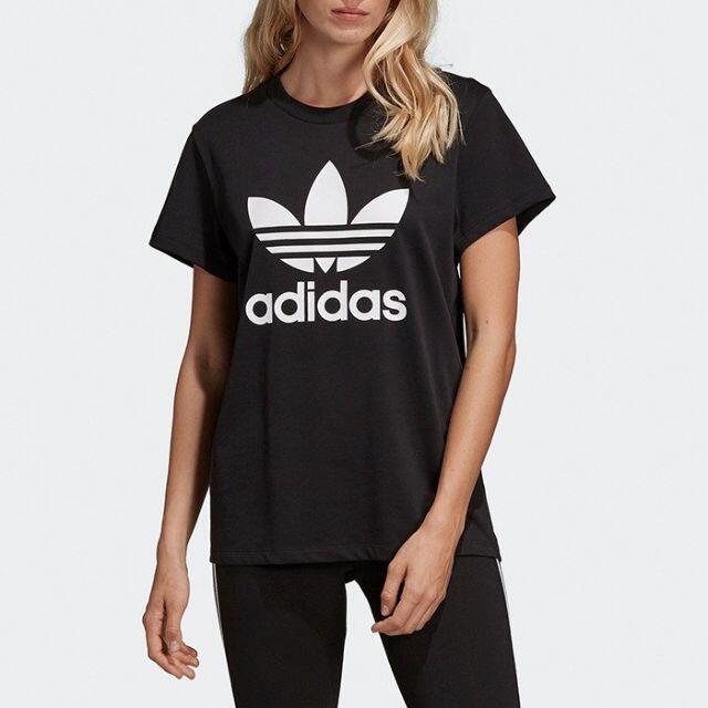 adidas(アディダス)の【完売品】アディダスオリジナルス　ボーイフレンドTシャツ　L　黒 レディースのトップス(Tシャツ(半袖/袖なし))の商品写真