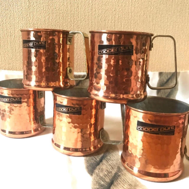 【新品未使用】銅製♡マグカップ５客  (冷たい物を更に冷たく美味しく！)