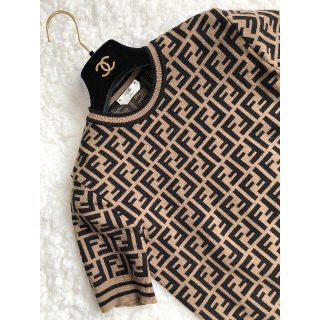 FENDI - FENDI 極美品 FF ロゴ 半袖ニット セーター 38の通販 by
