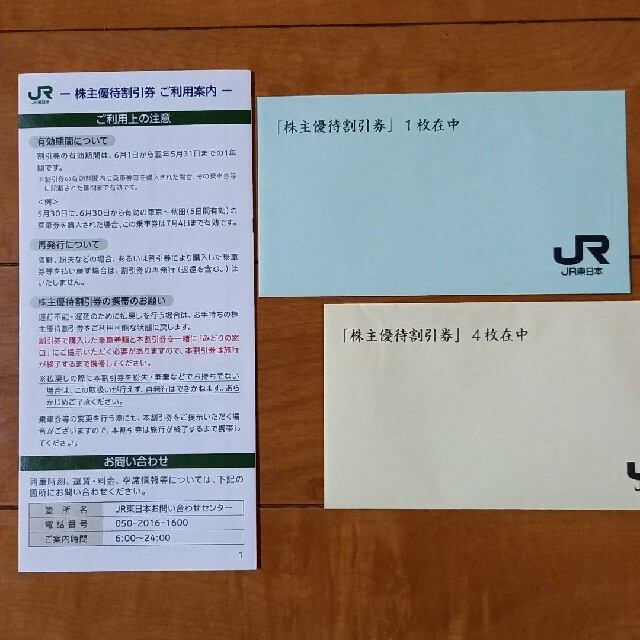 JR東日本 株主優待割引券5枚 鉄道乗車券