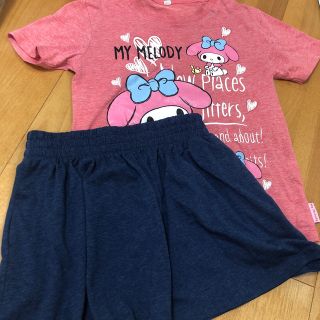 サンリオ(サンリオ)の【セット】130  Tシャツ　マイメロ　➕　125-135  スカート ユニクロ(Tシャツ/カットソー)