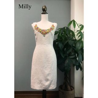 ミリー(Milly)のMilly リネン混ワンピース(ひざ丈ワンピース)