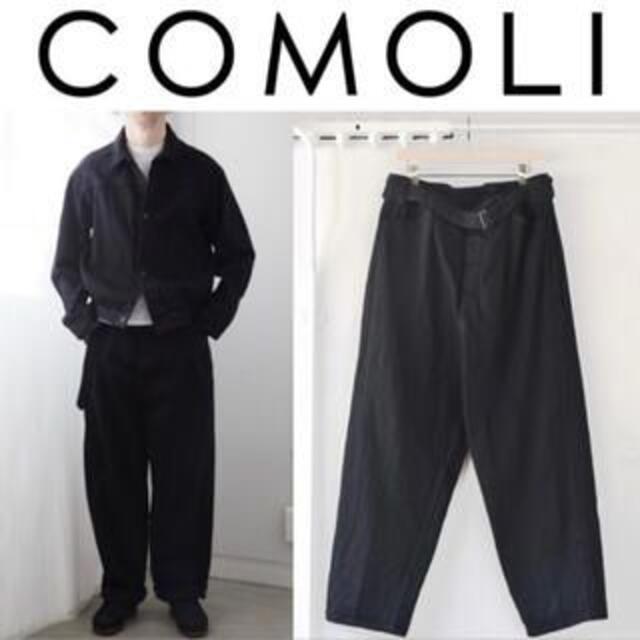 20ss 名作 COMOLI デニム ベルテッド パンツ BLACK サイズ3