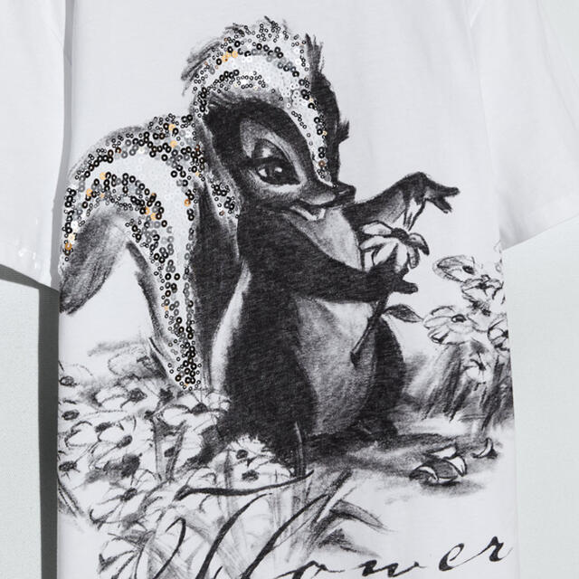 ZARA(ザラ)のZara ディズニー バンビ Ｔシャツ コットンTシャツ　ザラトップ レディースのトップス(Tシャツ(半袖/袖なし))の商品写真