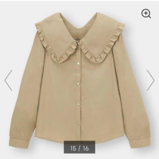 ザラ(ZARA)の★新品 完売品！ GU ジーユー フリルカラーブラウス 襟付きブラウス ベージュ(シャツ/ブラウス(長袖/七分))