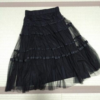 Soobinie 黒ブラック　チュールロングスカート(ロングスカート)
