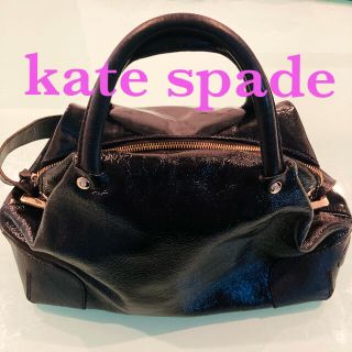 ケイトスペードニューヨーク(kate spade new york)のkatespade ケイトスペード　ブラック　ハンドバッグ　エナメル　ショルダー(ハンドバッグ)